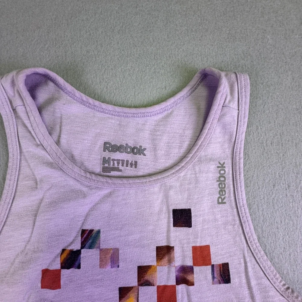 Reebok Tank Top‎ Women's Medium Speedwick Purple Pixel Racerback Activewear Gym - Picture 3 of 8